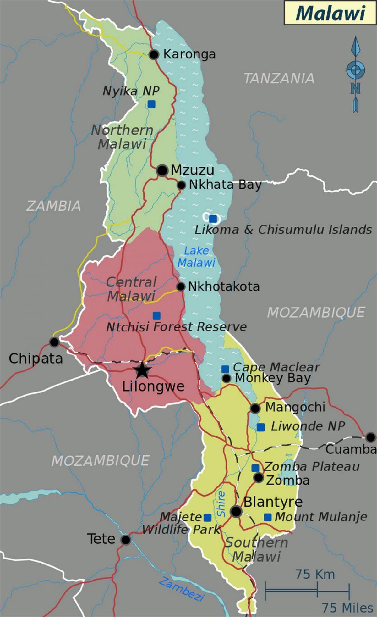 harta e liqeni Malavi afrikë
