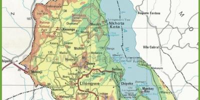 Hartë fizike harta e Malavi