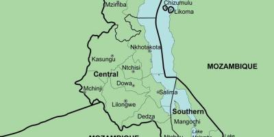 Harta e Malavi treguar rrethe
